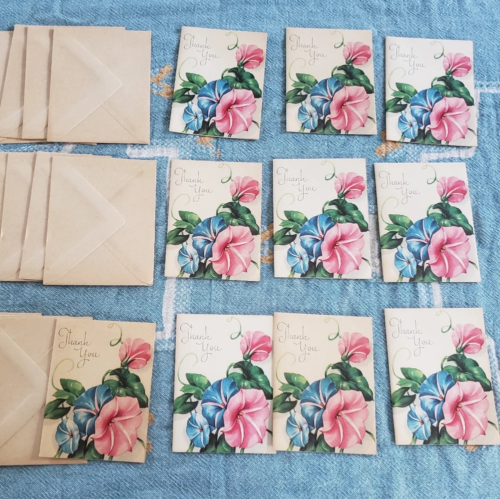 Vintage Floral Thank You Cards Set of 10 - Picture 2 of 8